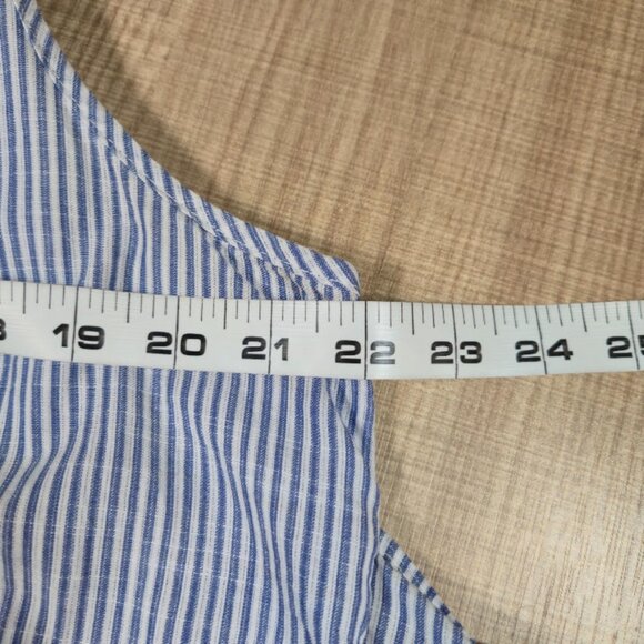 Parallel Skies Midi Shirt Dress Size Large Blue Striped Preppy Classic Cotton - Picture 5 of 7